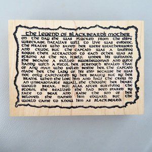 The Legend Of Blackbeard Pirate Background Red Rubber Wood Mounted Stamp Retired